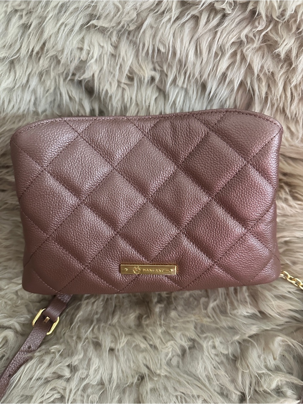 Joy Mangano Quilted Leather Crossbody Bag in chocolate bronze